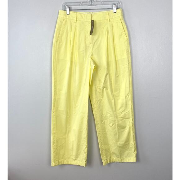 J. Crew Wide-Leg Essential Pant Cotton Poplin Fresh Lemon‎ Yellow Cotton Size 6 - Picture 2 of 12